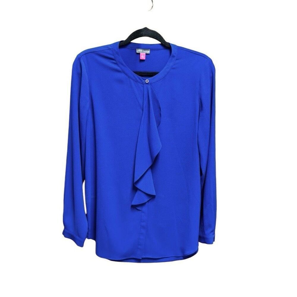 Vince Camuto Women’s Blue Ruffle Long Sleeve Top Size Medium